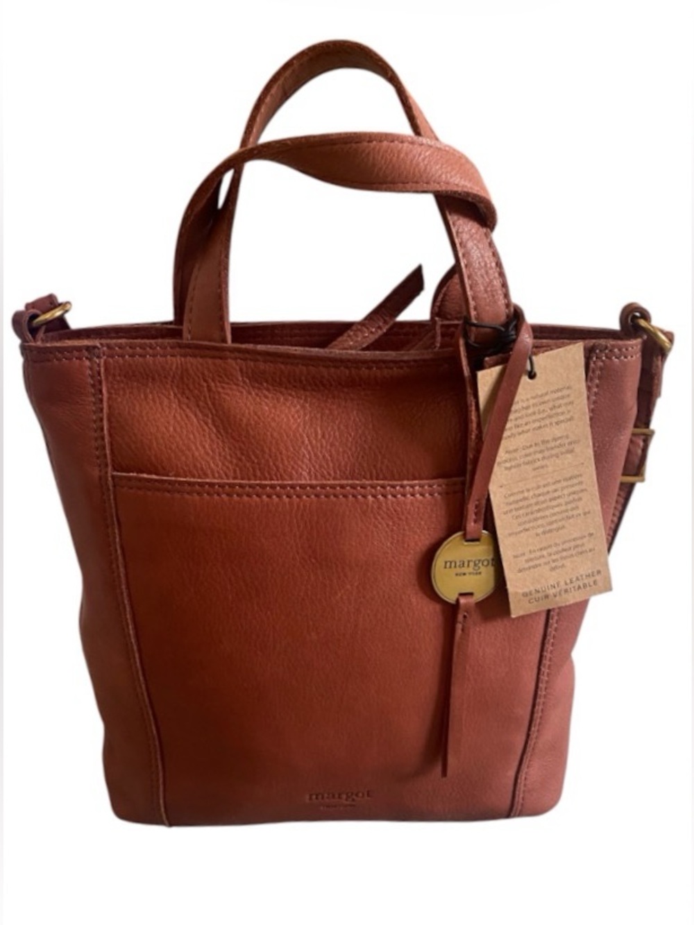 Margot New York Anna genuine leather tote in brandy